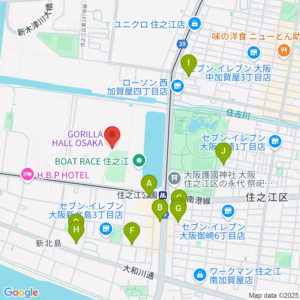 GORILLA HALL OSAKA周辺のカフェ一覧地図