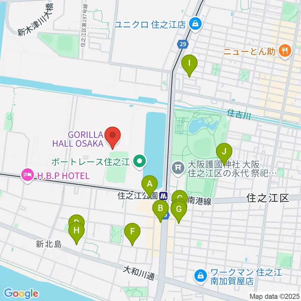 GORILLA HALL OSAKA周辺のカフェ一覧地図