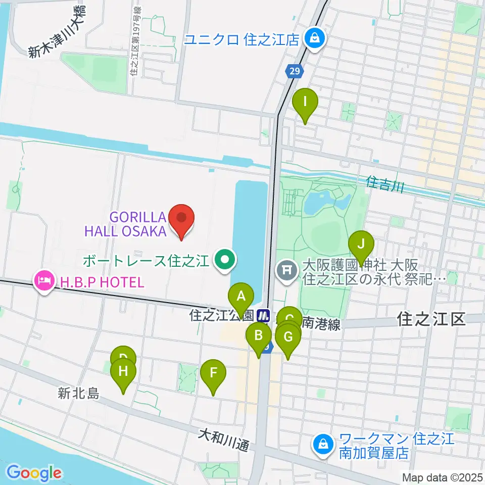 GORILLA HALL OSAKA周辺のカフェ一覧地図