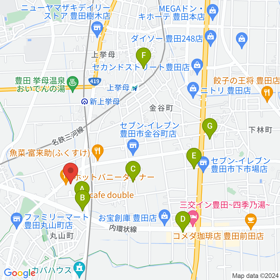 ロッキン豊田店周辺のカフェ一覧地図
