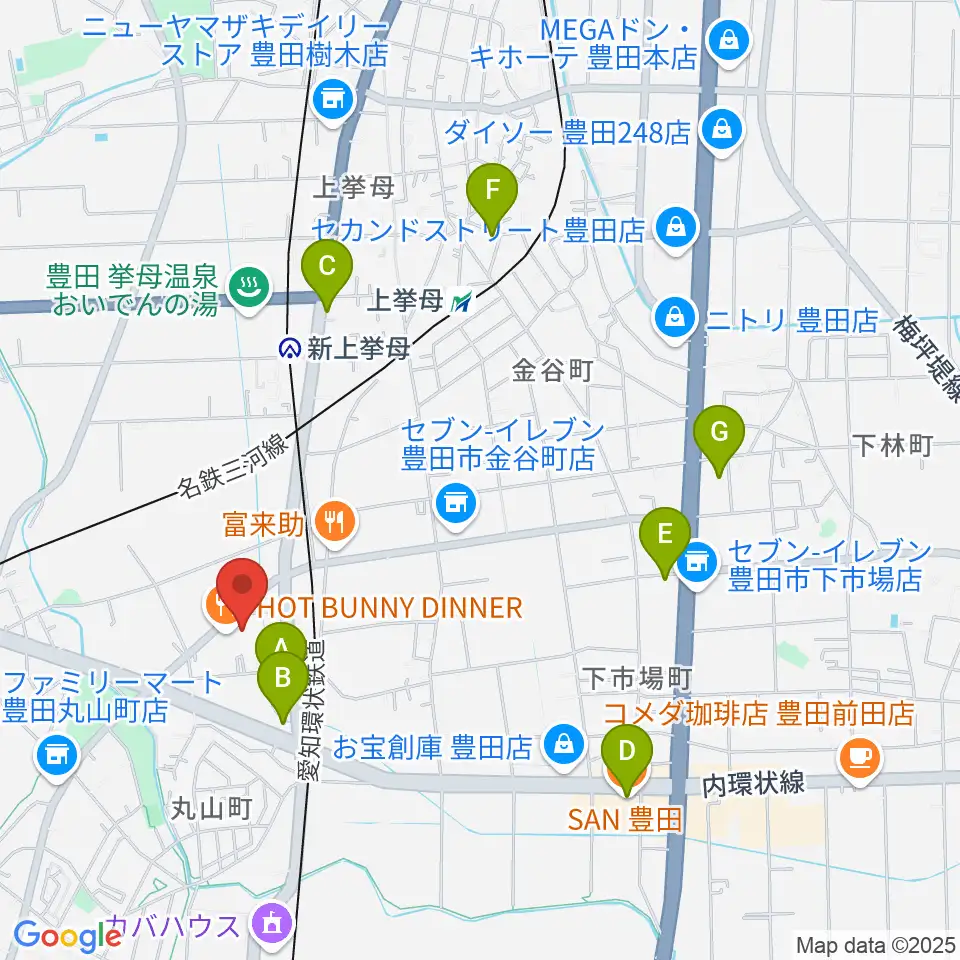 ロッキン豊田店周辺のカフェ一覧地図