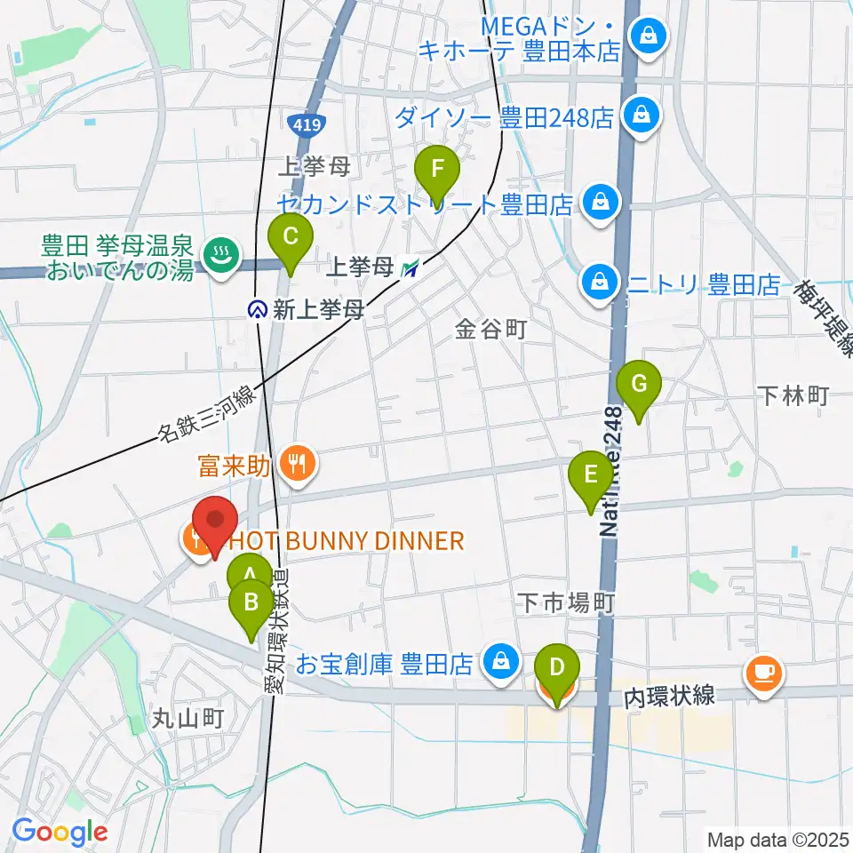 ロッキン豊田店周辺のカフェ一覧地図