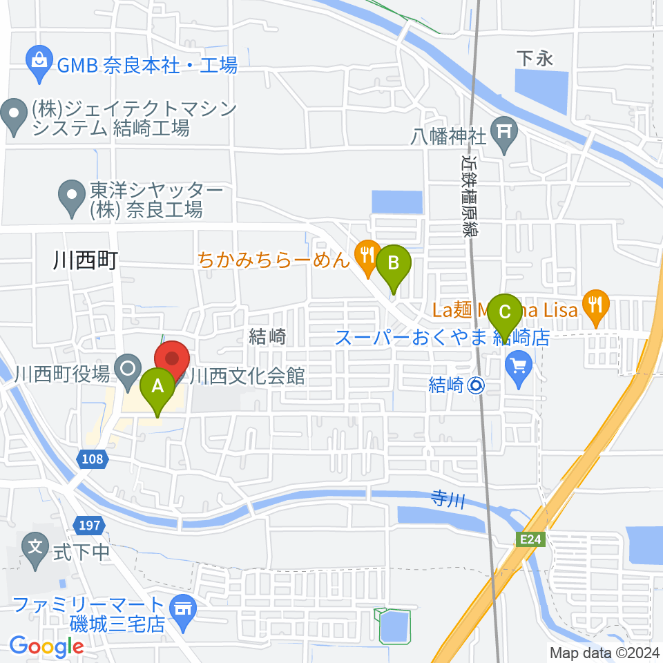 川西文化会館周辺のカフェ一覧地図