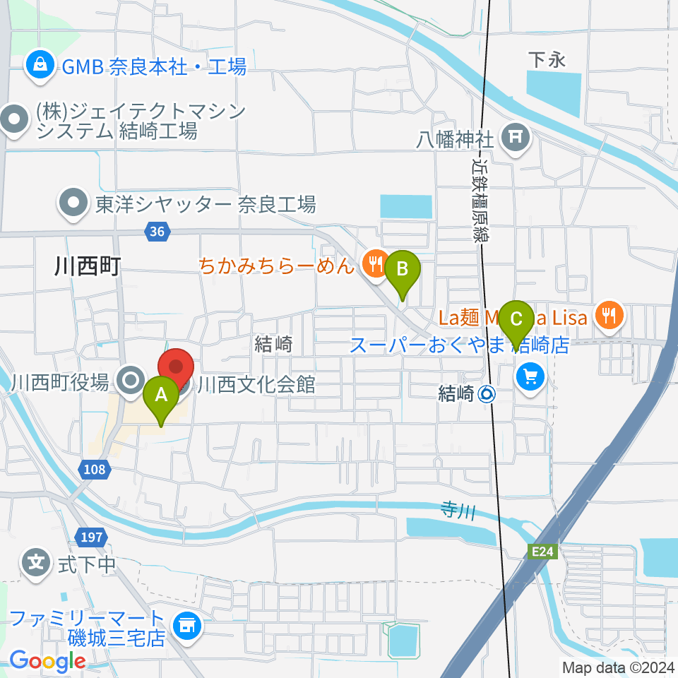 川西文化会館周辺のカフェ一覧地図