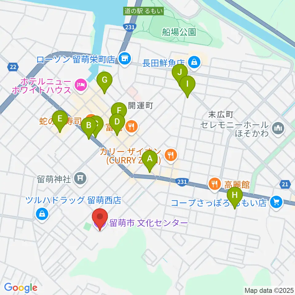 留萌市文化センター周辺のカフェ一覧地図