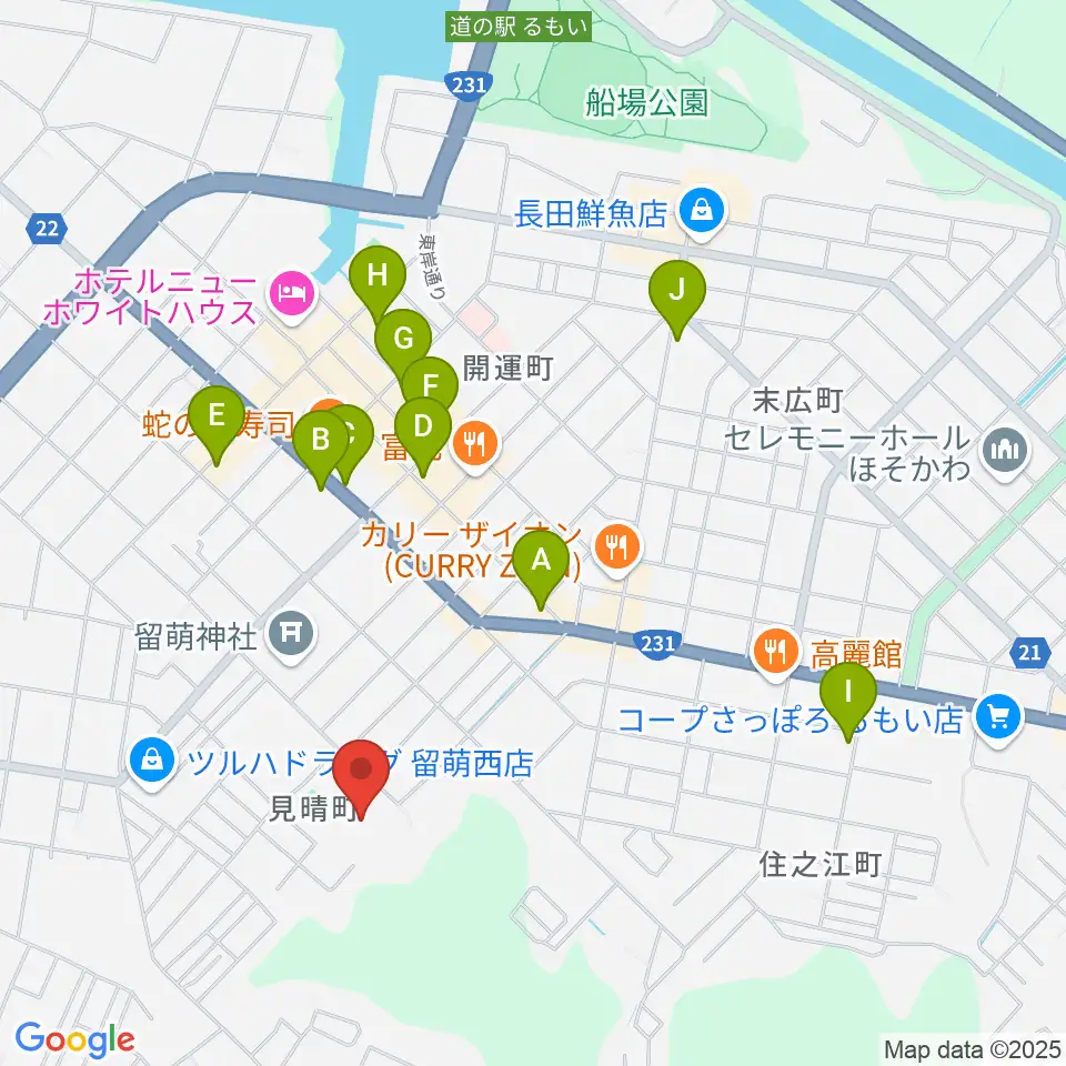 留萌市文化センター周辺のカフェ一覧地図
