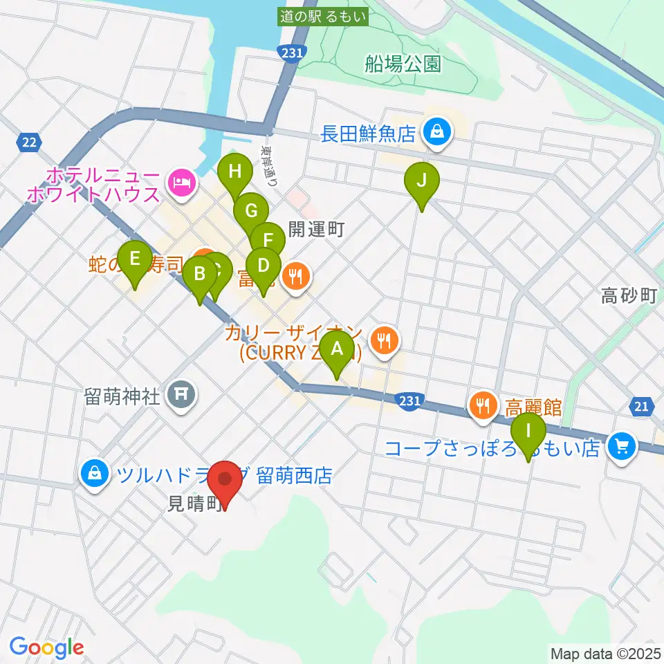 留萌市文化センター周辺のカフェ一覧地図