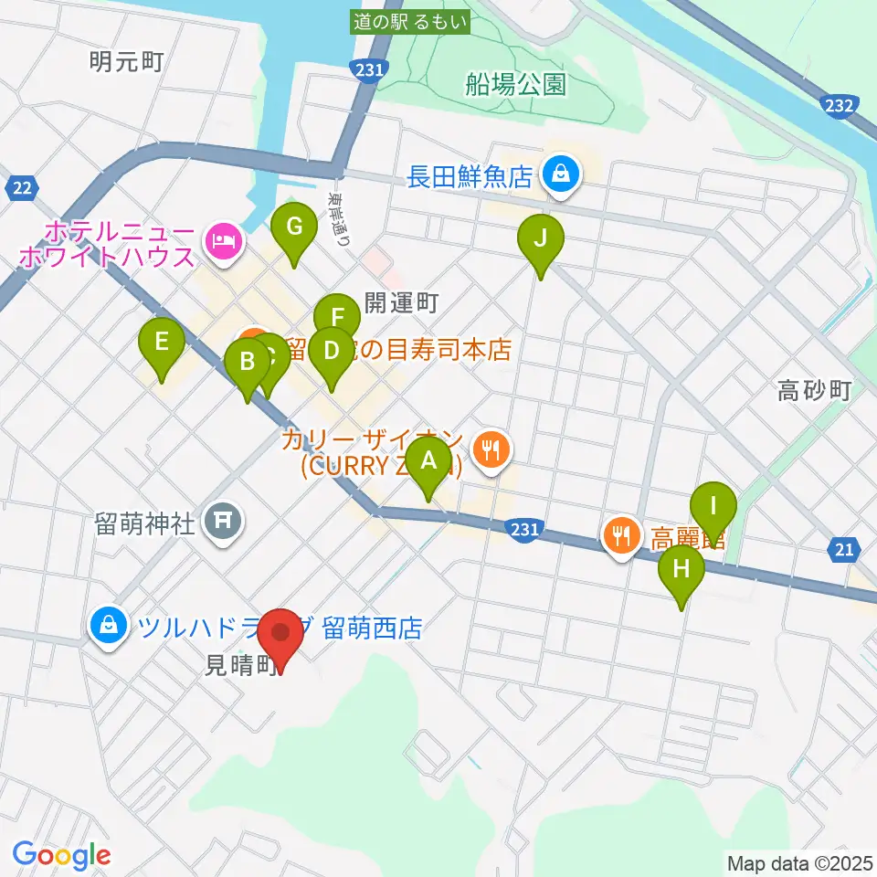 留萌市文化センター周辺のカフェ一覧地図