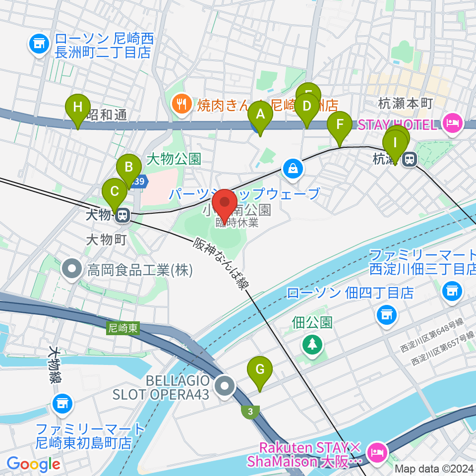 日鉄鋼板SGLスタジアム尼崎周辺のカフェ一覧地図