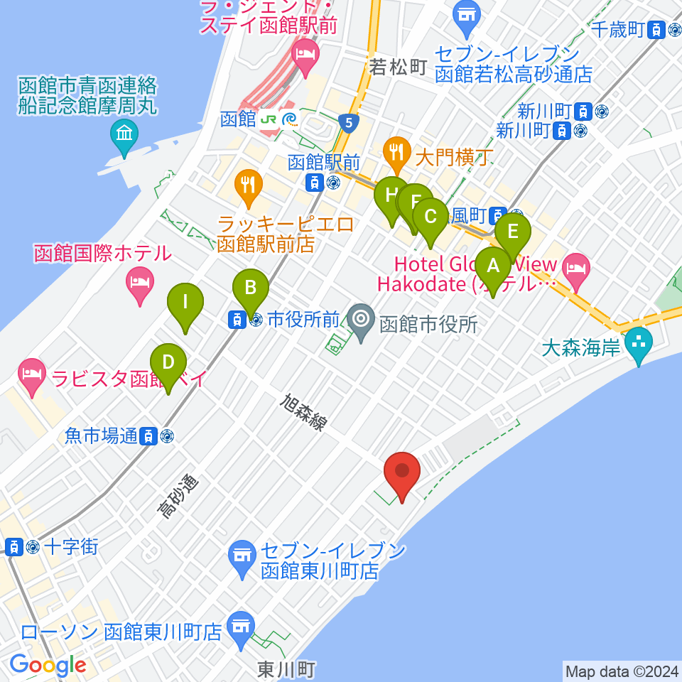 サン・リフレ函館周辺のカフェ一覧地図