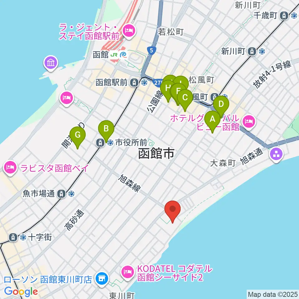 サン・リフレ函館周辺のカフェ一覧地図