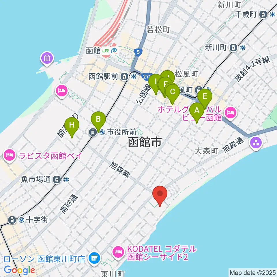 サン・リフレ函館周辺のカフェ一覧地図