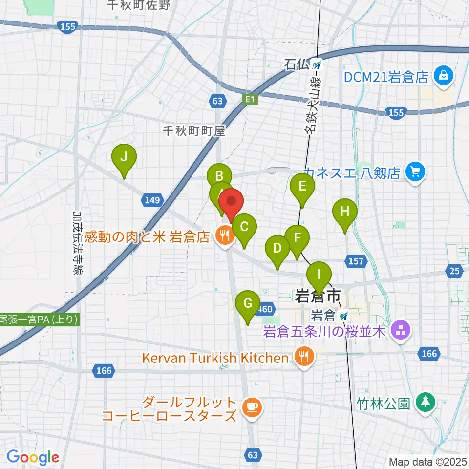 アデリア総合体育文化センター周辺のカフェ一覧地図