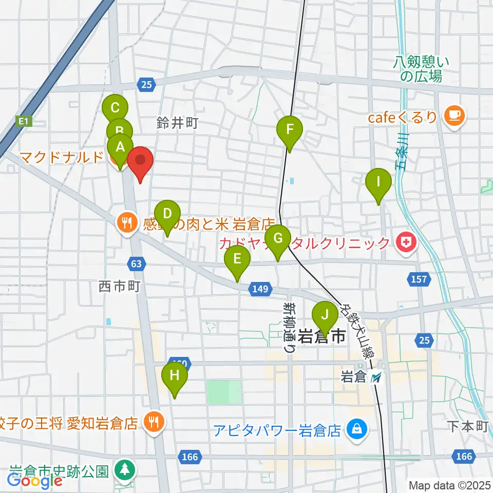 アデリア総合体育文化センター周辺のカフェ一覧地図