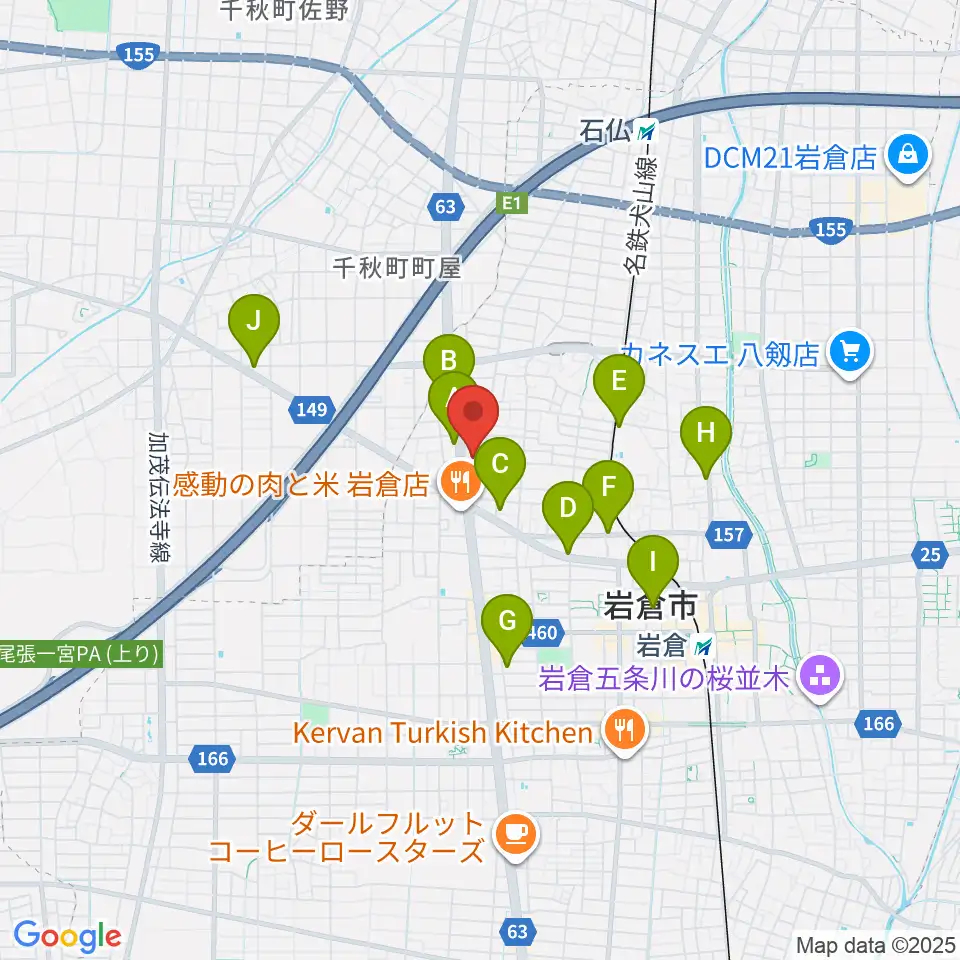 アデリア総合体育文化センター周辺のカフェ一覧地図