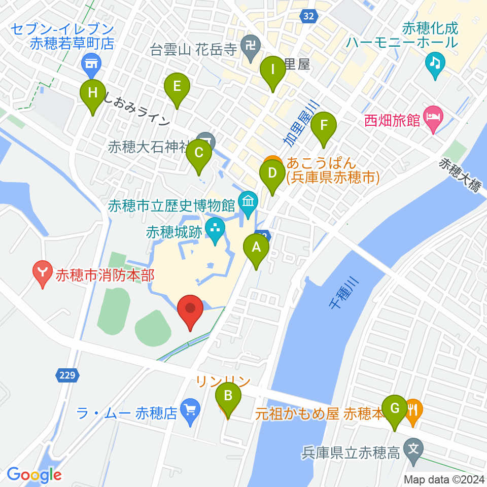 品川リフラ赤穂市民総合体育館周辺のカフェ一覧地図