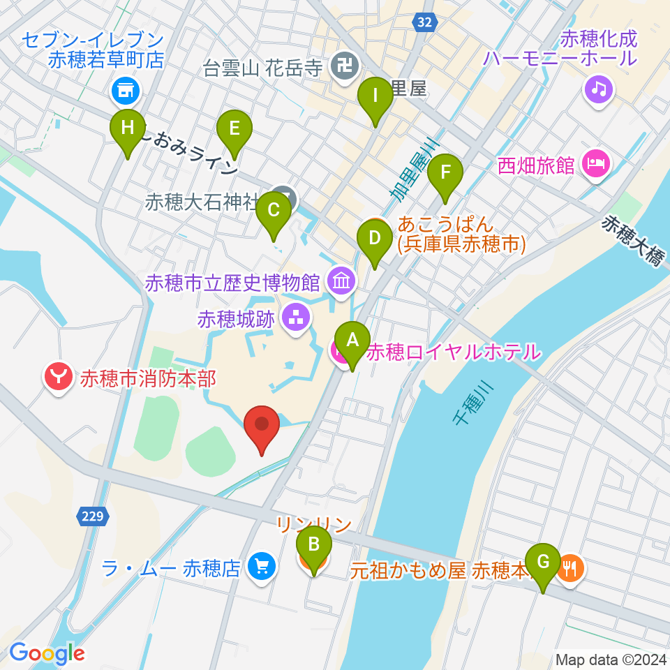 品川リフラ赤穂市民総合体育館周辺のカフェ一覧地図