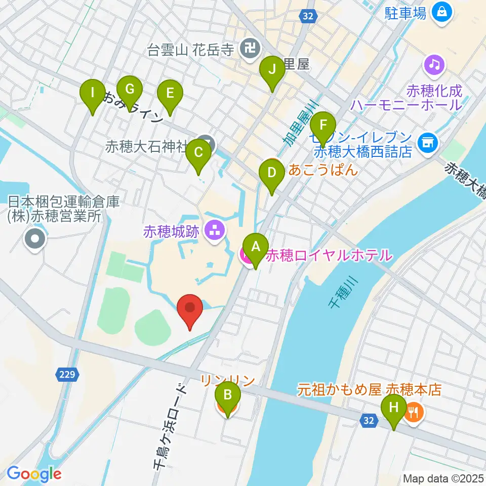 品川リフラ赤穂市民総合体育館周辺のカフェ一覧地図