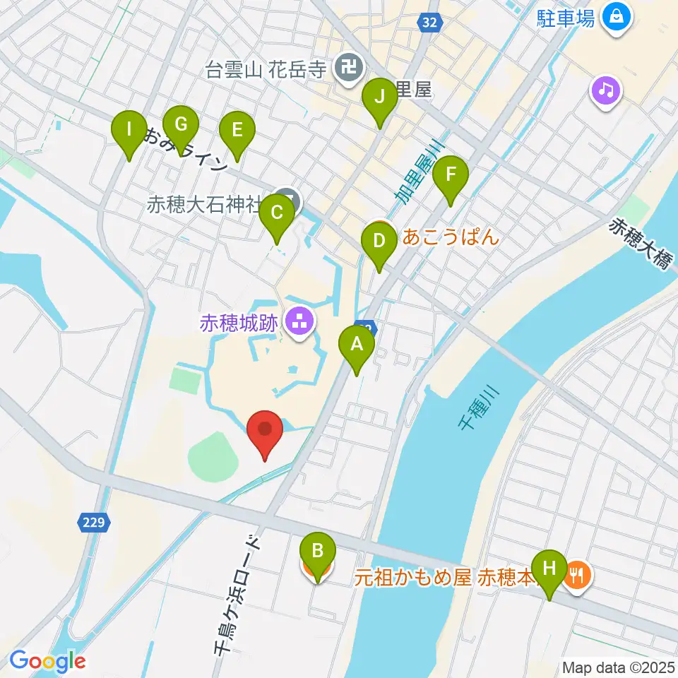 品川リフラ赤穂市民総合体育館周辺のカフェ一覧地図
