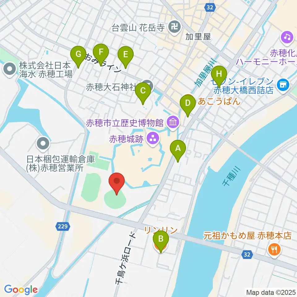 赤穂トラストホープ球場周辺のカフェ一覧地図