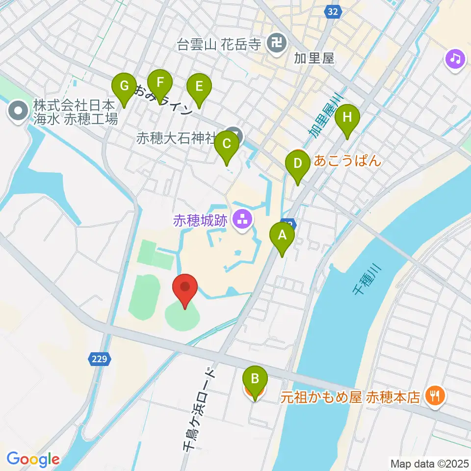 赤穂トラストホープ球場周辺のカフェ一覧地図