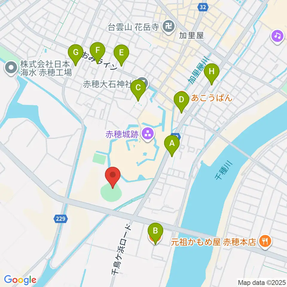 赤穂トラストホープ球場周辺のカフェ一覧地図