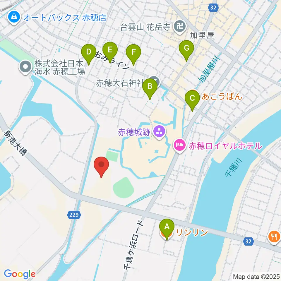赤穂城南緑地陸上競技場周辺のカフェ一覧地図