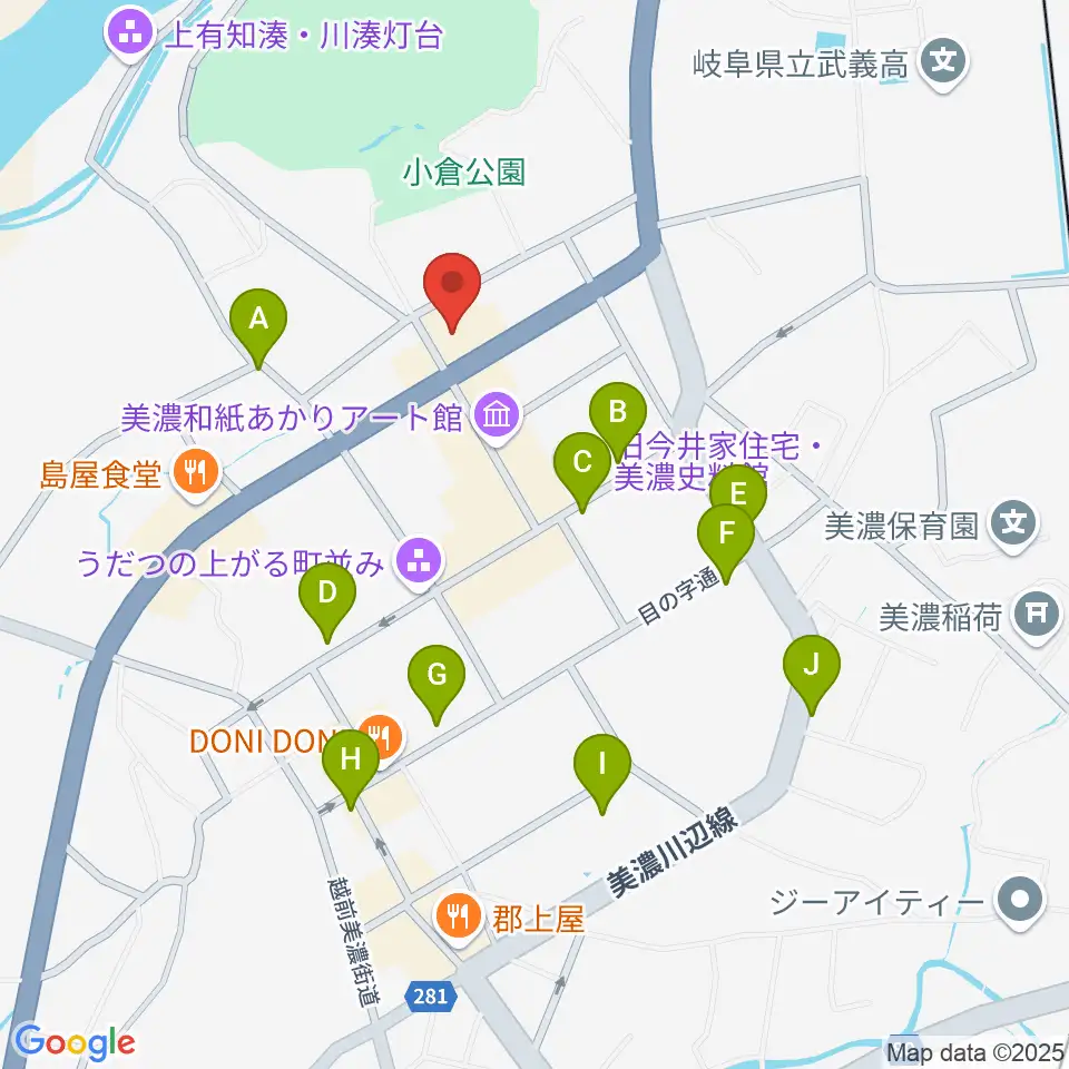 美濃市文化会館周辺のカフェ一覧地図