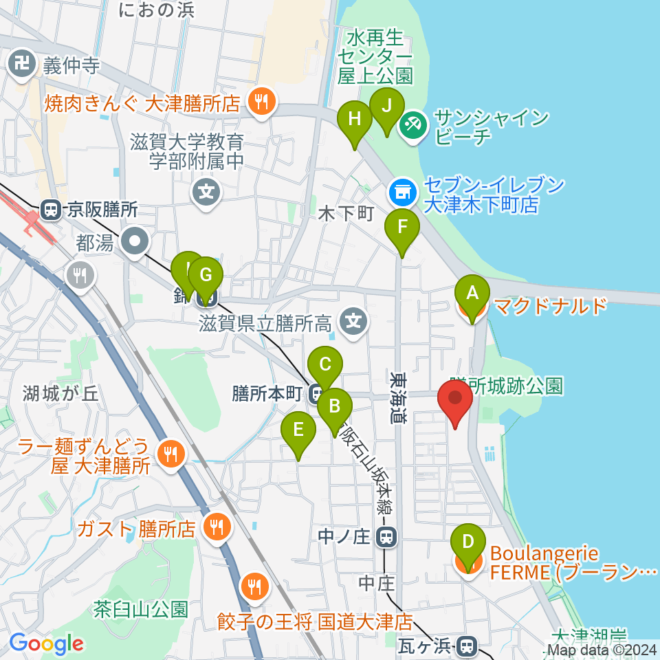 大津市生涯学習センター周辺のカフェ一覧地図