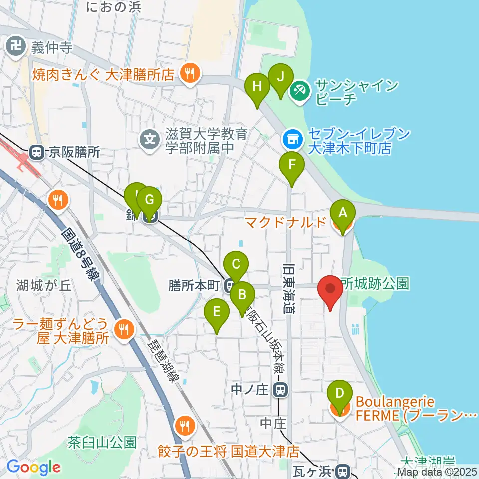 大津市生涯学習センター周辺のカフェ一覧地図