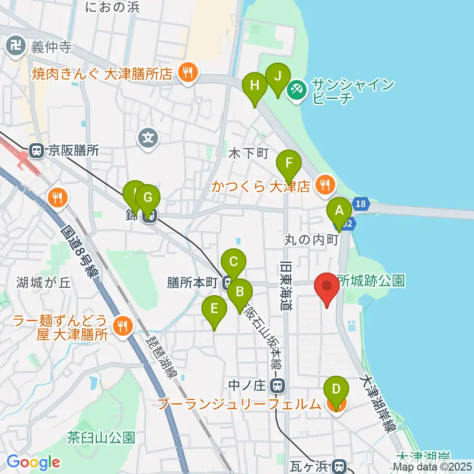大津市生涯学習センター周辺のカフェ一覧地図
