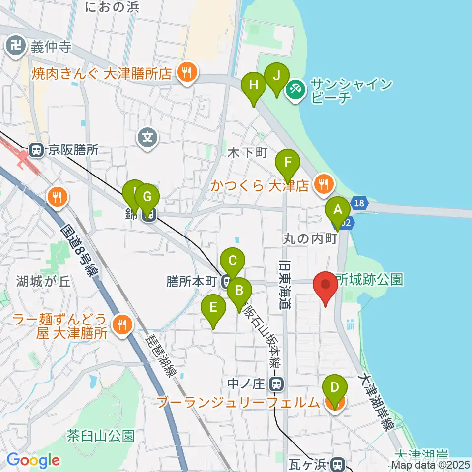 大津市生涯学習センター周辺のカフェ一覧地図