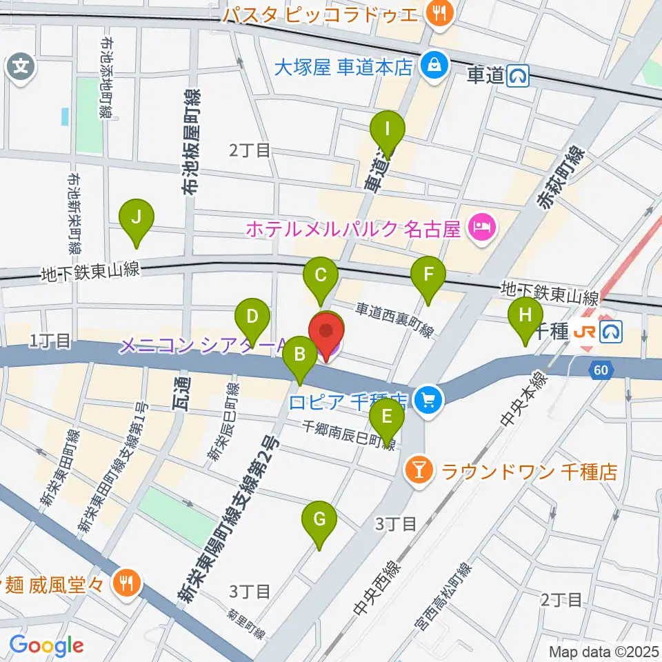 メニコンシアターAoi周辺のカフェ一覧地図