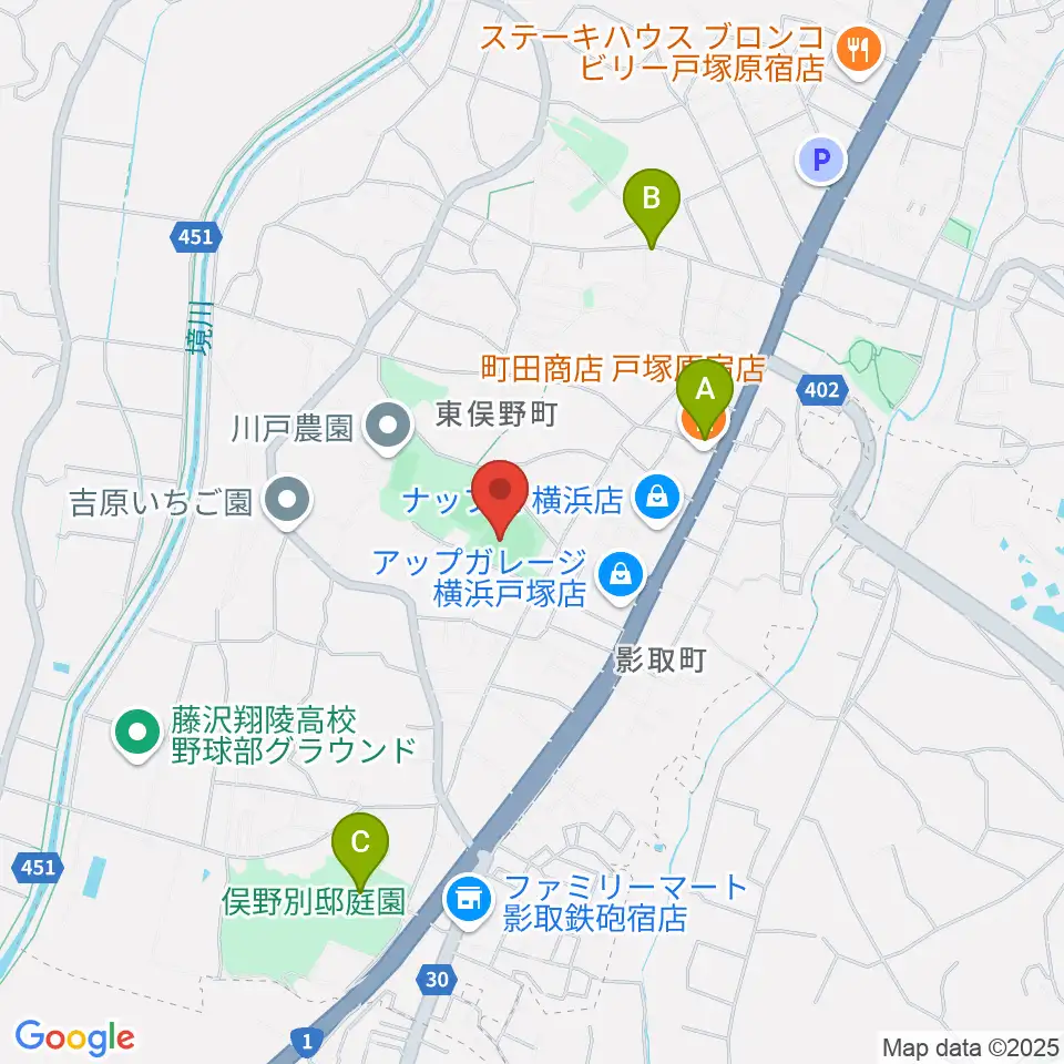 東俣野中央公園運動広場周辺のカフェ一覧地図