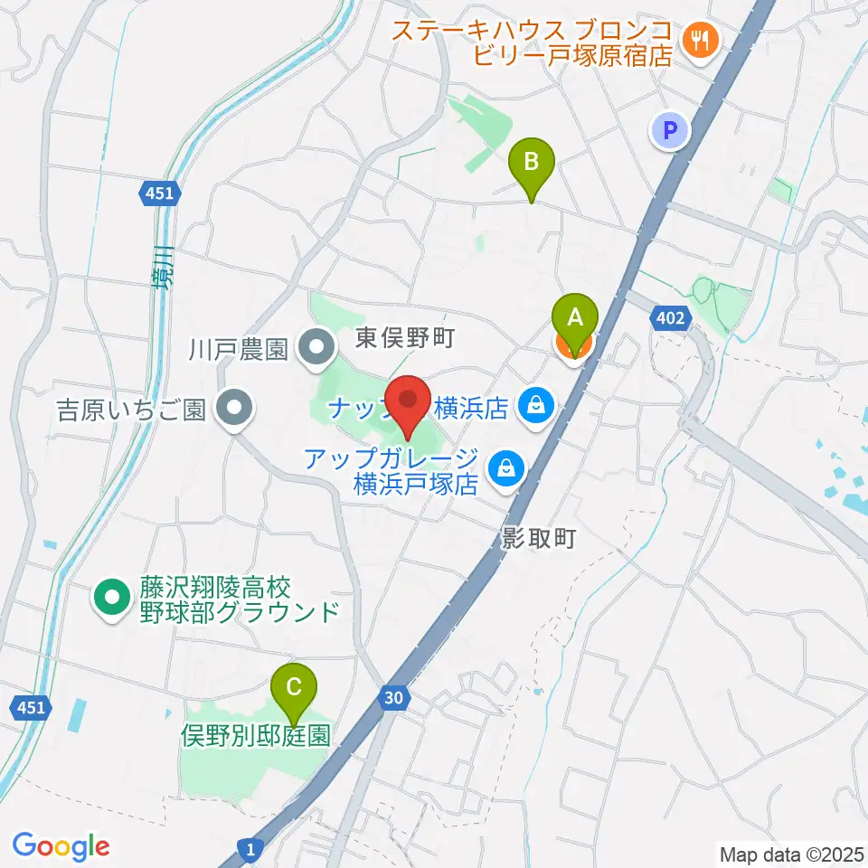 東俣野中央公園運動広場周辺のカフェ一覧地図