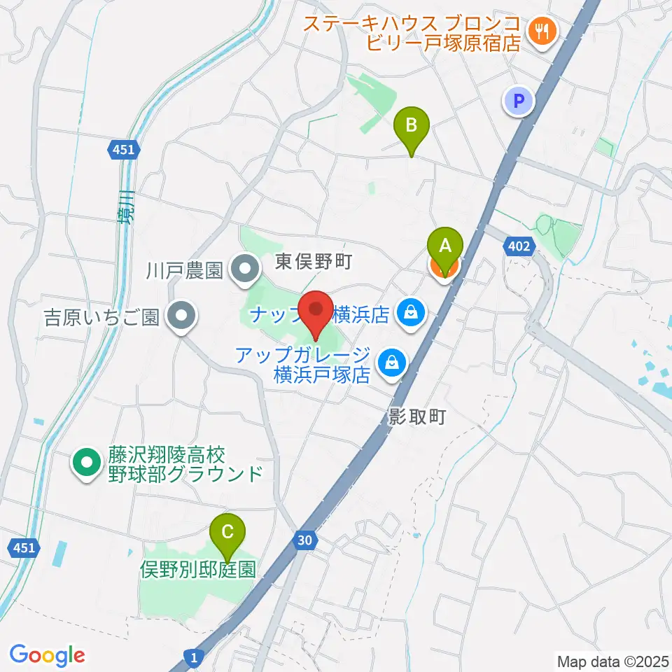 東俣野中央公園運動広場周辺のカフェ一覧地図