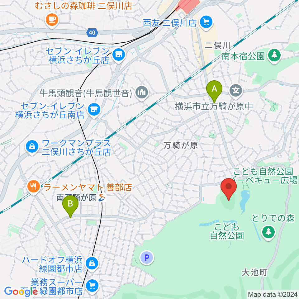 こども自然公園野球場周辺のカフェ一覧地図