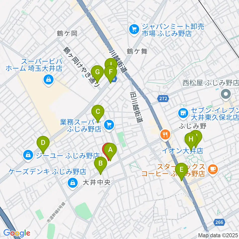 ふじみ野ステラ・ウェスト周辺のカフェ一覧地図