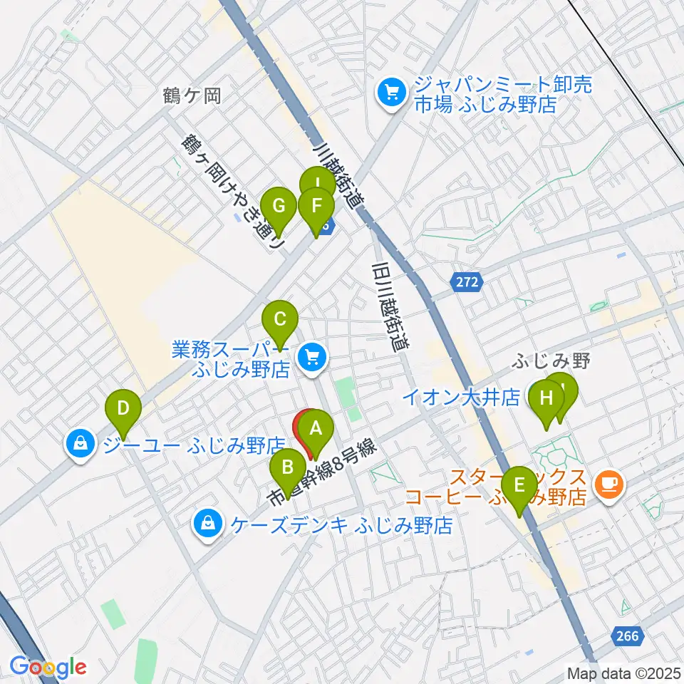 ふじみ野ステラ・ウェスト周辺のカフェ一覧地図