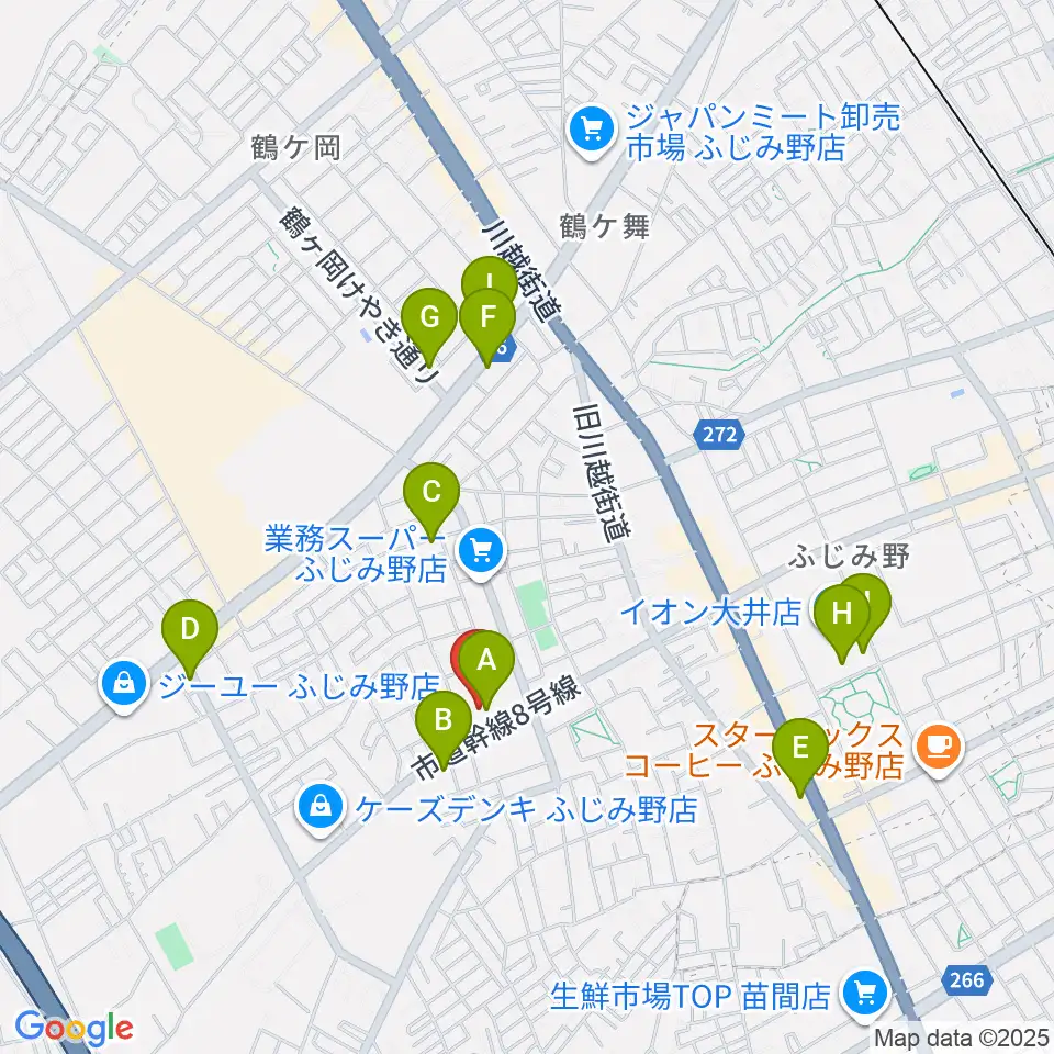 ふじみ野ステラ・ウェスト周辺のカフェ一覧地図