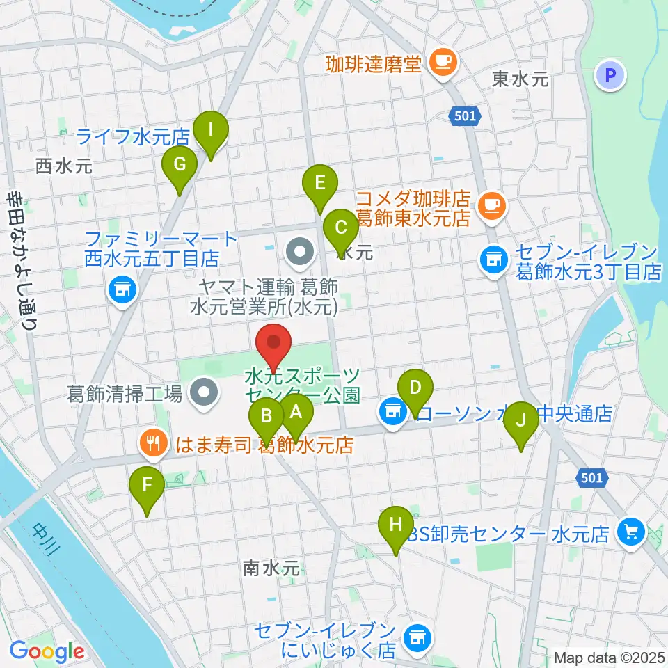 水元総合スポーツセンター周辺のカフェ一覧地図