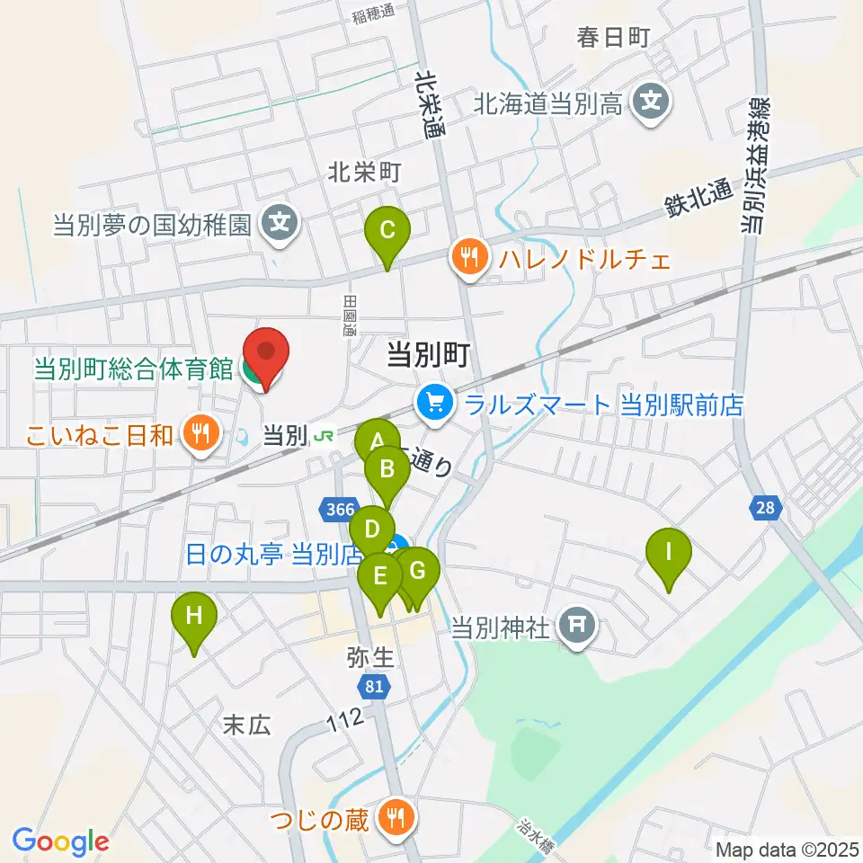 当別町総合体育館周辺のカフェ一覧地図