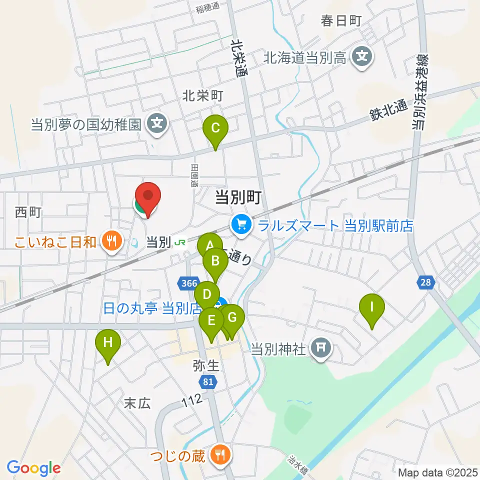 当別町総合体育館周辺のカフェ一覧地図