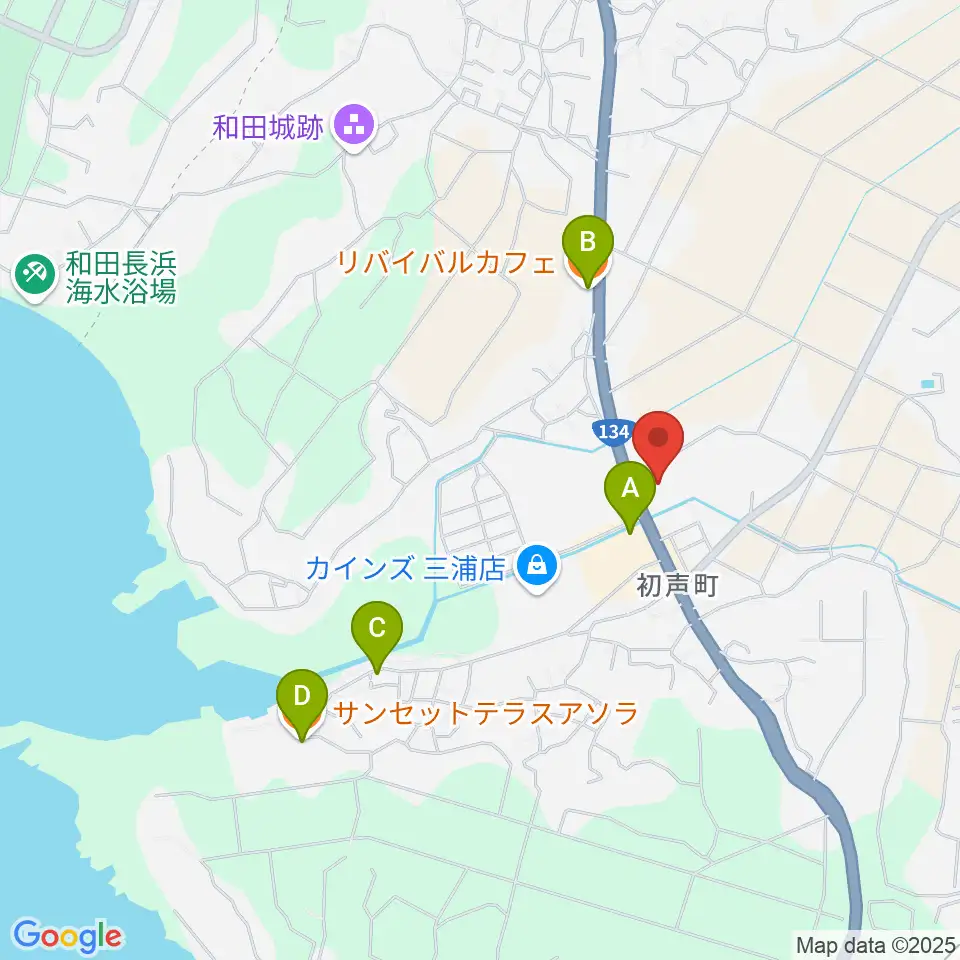 三浦市総合体育館 潮風アリーナ周辺のカフェ一覧地図