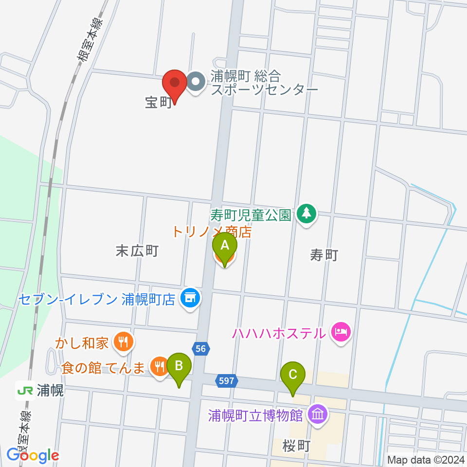 浦幌町総合スポーツセンター周辺のカフェ一覧地図