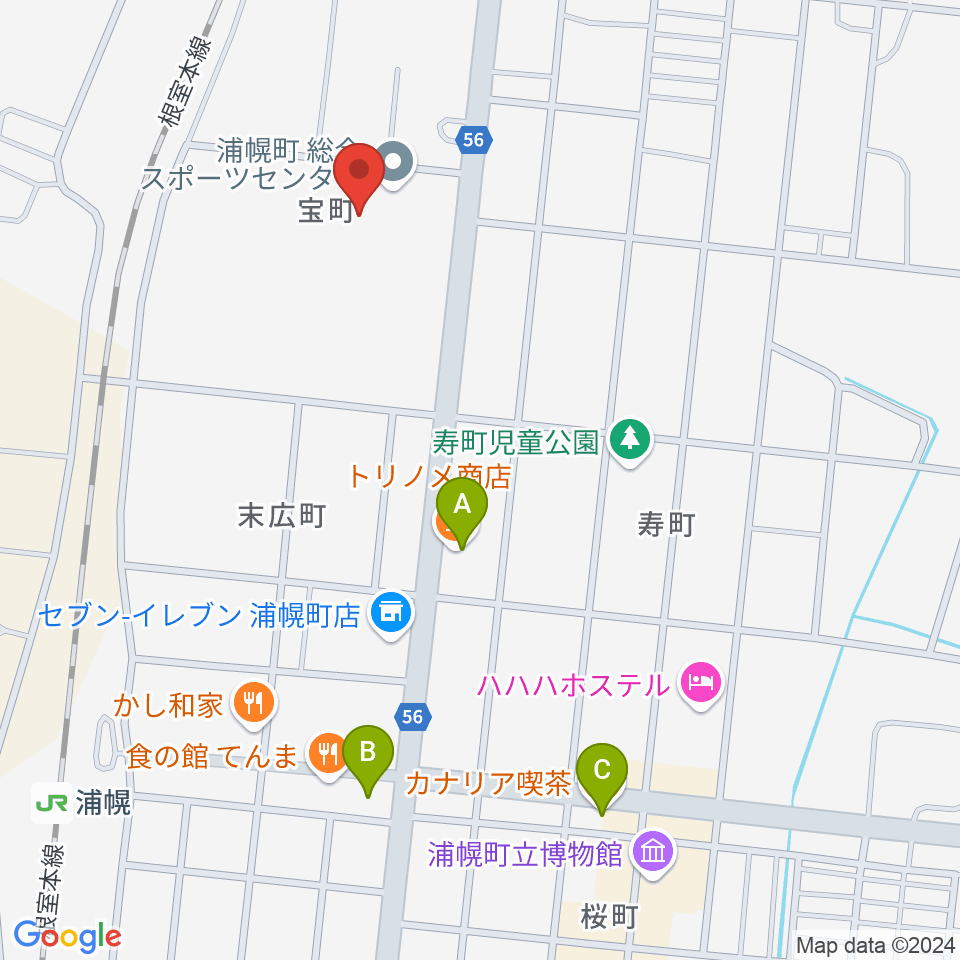 浦幌町総合スポーツセンター周辺のカフェ一覧地図