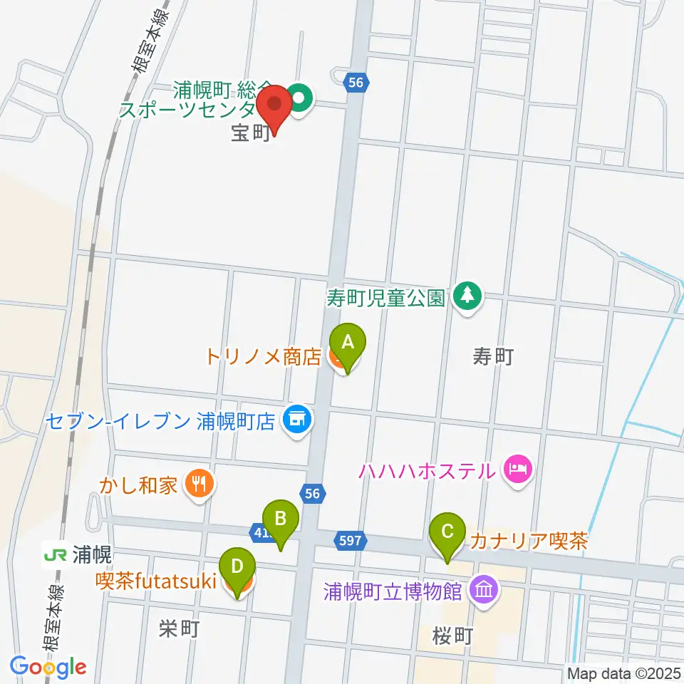 浦幌町総合スポーツセンター周辺のカフェ一覧地図
