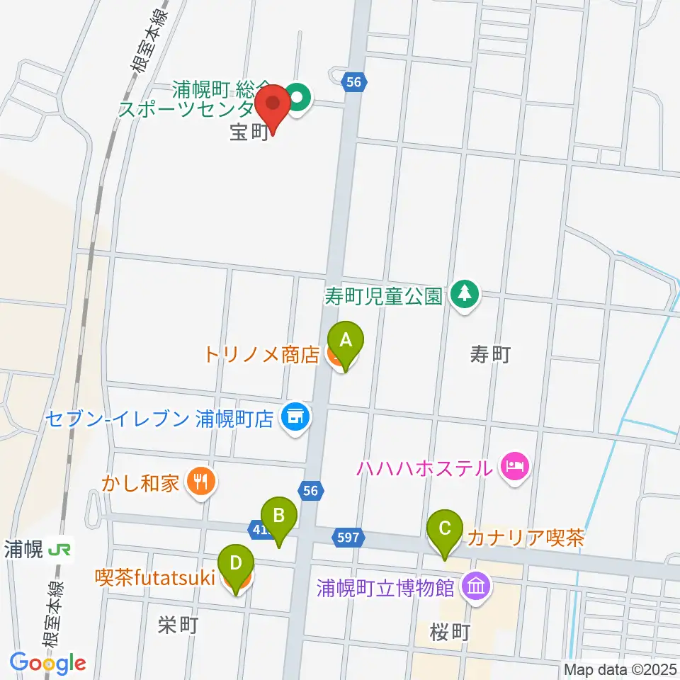 浦幌町総合スポーツセンター周辺のカフェ一覧地図