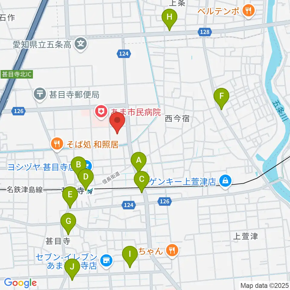 あま市甚目寺総合体育館周辺のカフェ一覧地図