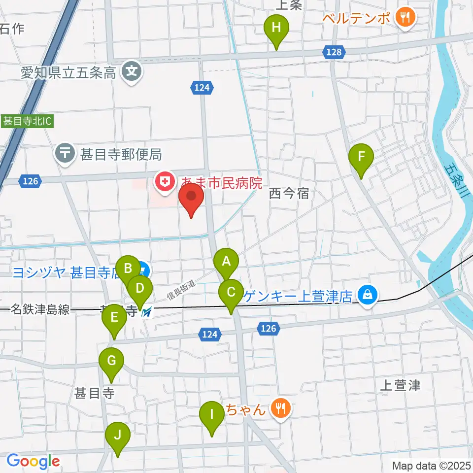 あま市甚目寺総合体育館周辺のカフェ一覧地図